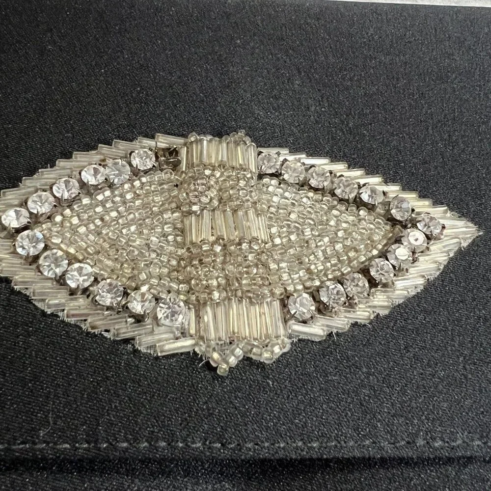 Vintage‎ Givenchy Paris Art Deco Jewel Black Small Evening Bag Clutch Strap Flaw - Picture 13 of 14